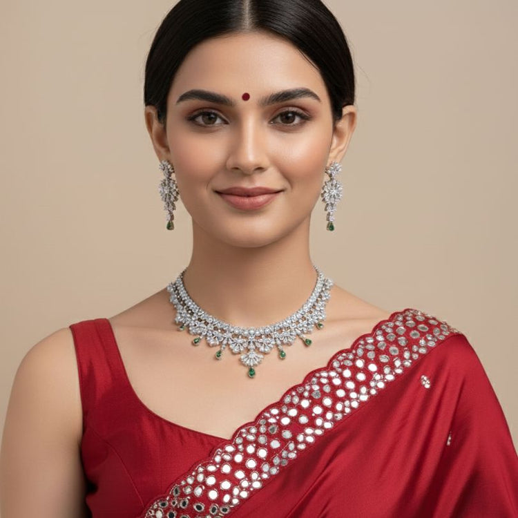 Starlace Necklace Set-Green-Glitterati Collection