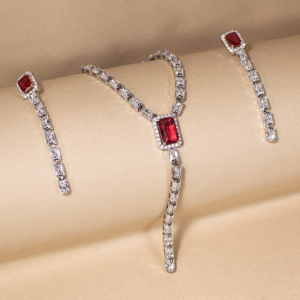 Stellar Ruby Glow Luxe Necklace Set