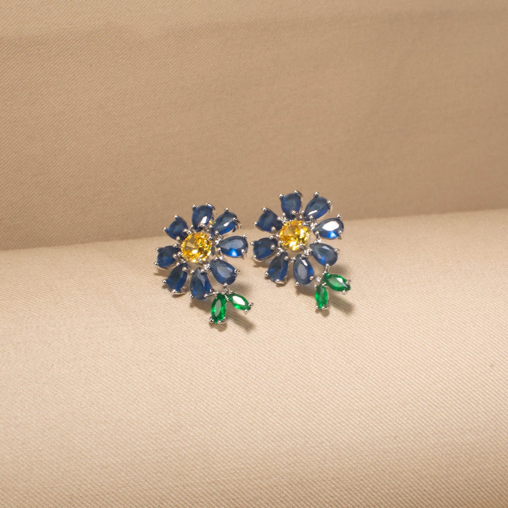 Sunny Sapphire Daisy Studs