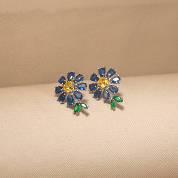 Sunny Sapphire Daisy Studs