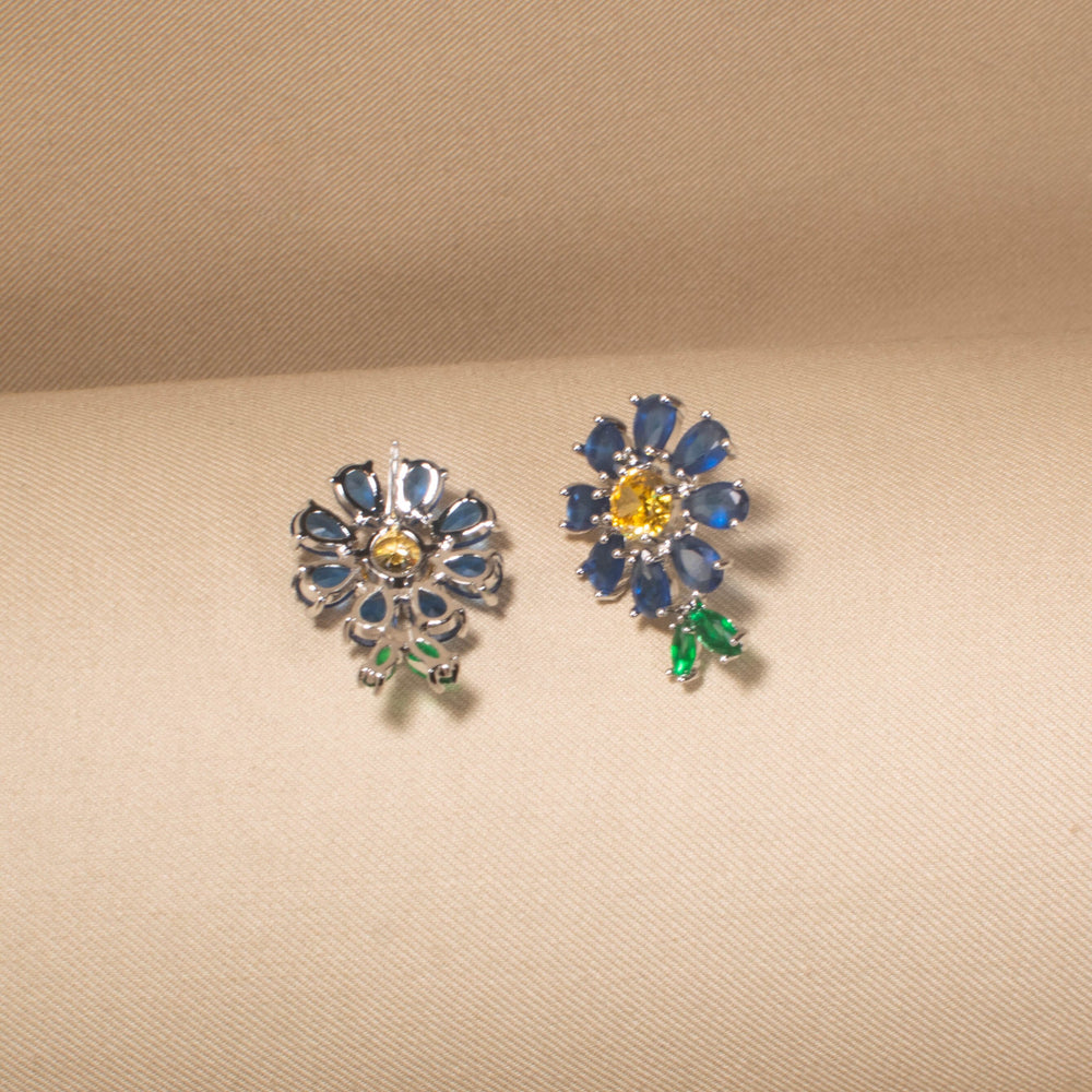 Sunny Sapphire Daisy Studs