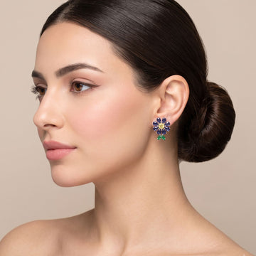Sunny Sapphire Daisy Studs