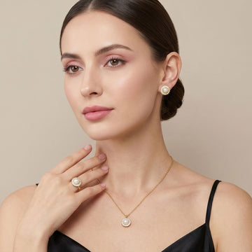 Supernova Pearl Pendant Set with Ring