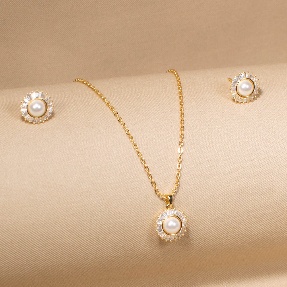 Supernova Pearl Pendant Set with Ring