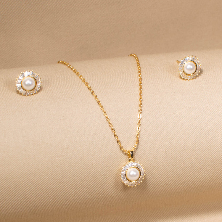 Supernova Pearl Pendant Set with Ring