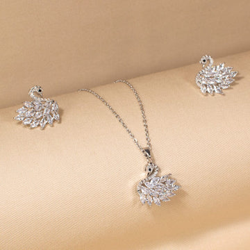 Swan Lake Pendant Set - Silver- Edgy Collection
