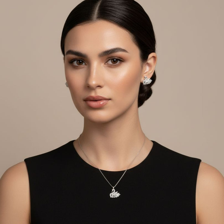 Swan Lake Pendant Set - Silver- Edgy Collection