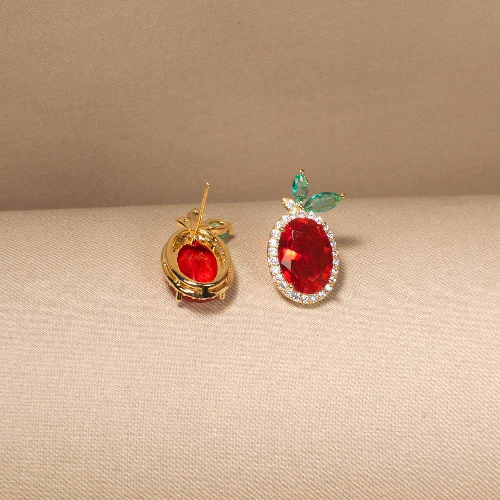 Sweet Cherry Sparkle Studs - Red