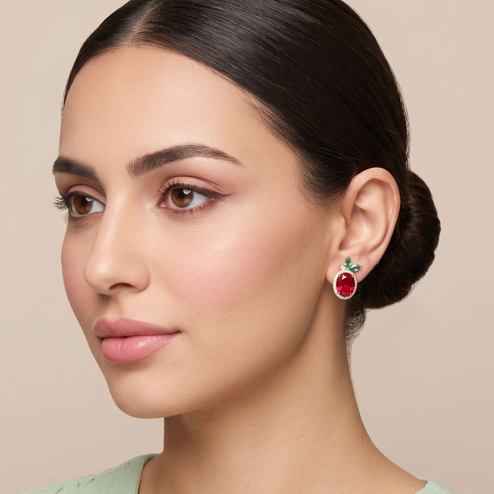 Sweet Cherry Sparkle Studs - Red