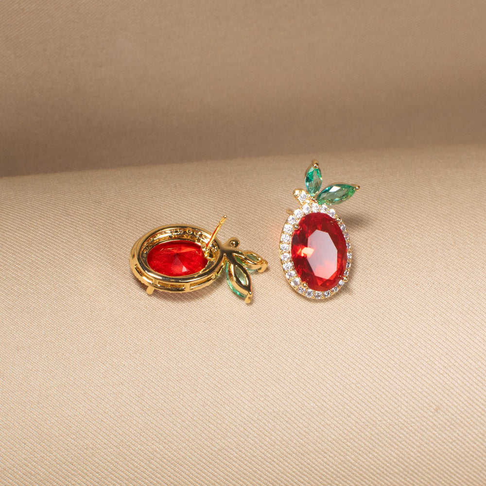 Sweet Cherry Sparkle Studs - Red