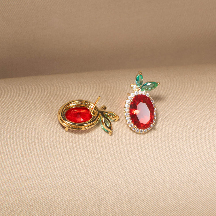 Sweet Cherry Sparkle Studs - Red