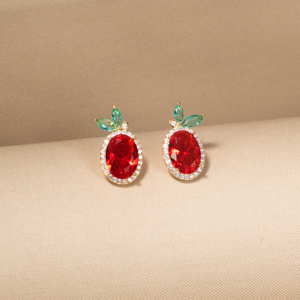 Sweet Cherry Sparkle Studs - Red