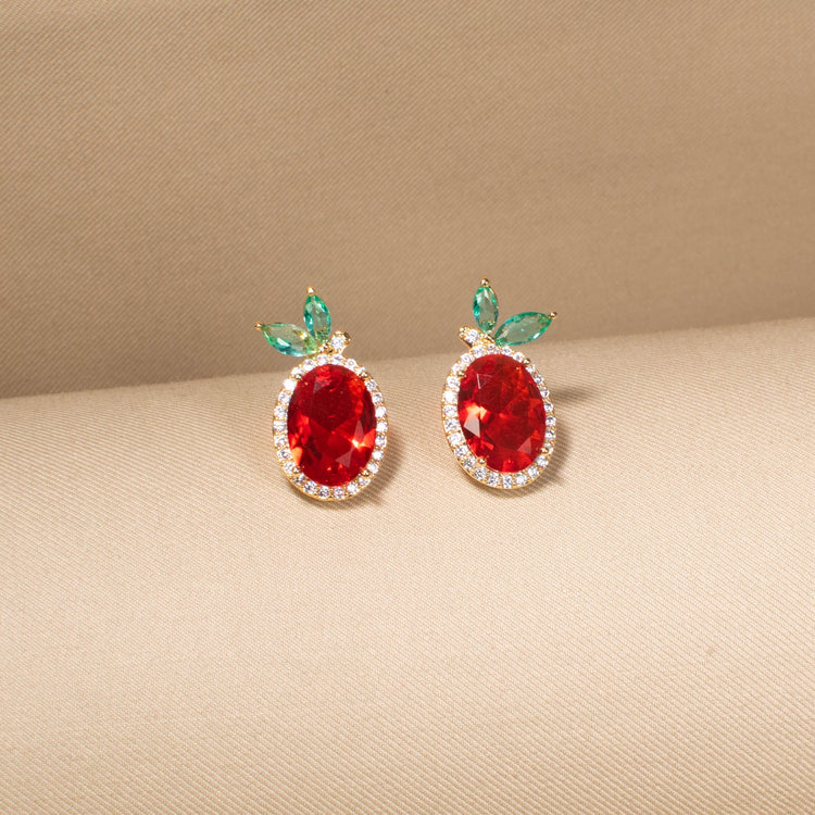 Sweet Cherry Sparkle Studs - Red