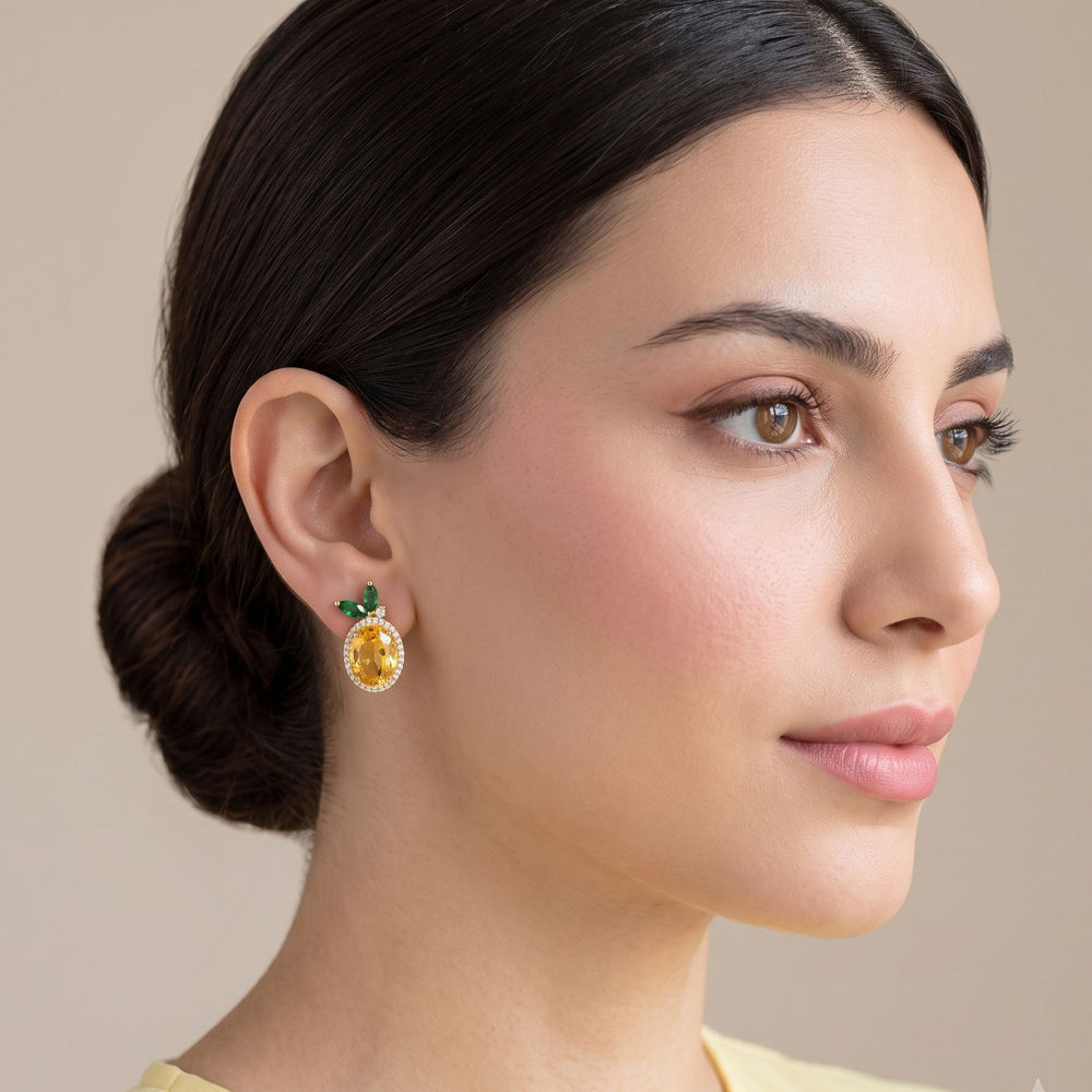 Sweet Cherry Sparkle Studs - Yellow