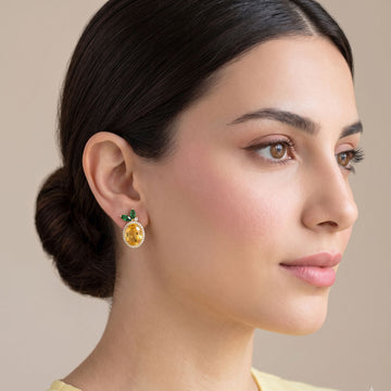 Sweet Cherry Sparkle Studs - Yellow