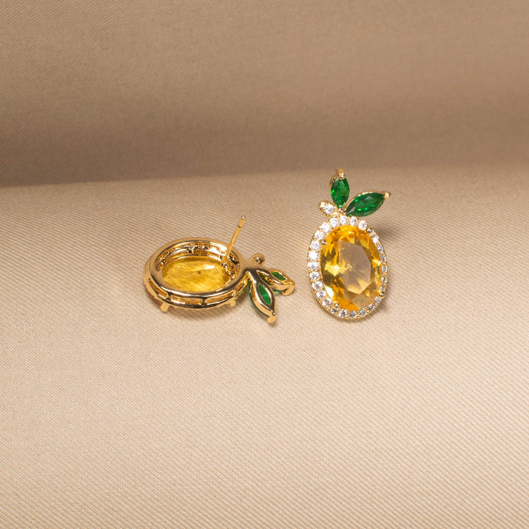 Sweet Cherry Sparkle Studs - Yellow