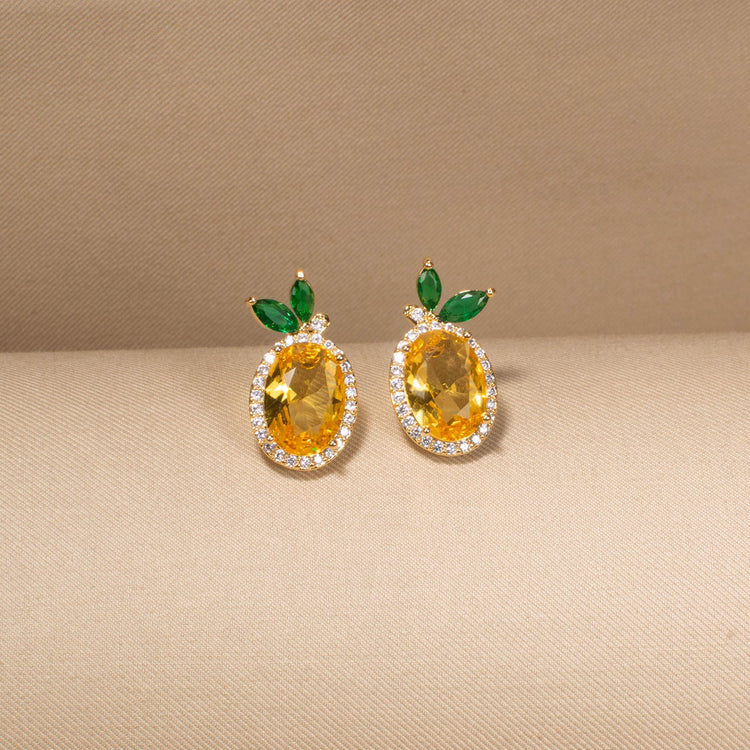 Sweet Cherry Sparkle Studs - Yellow