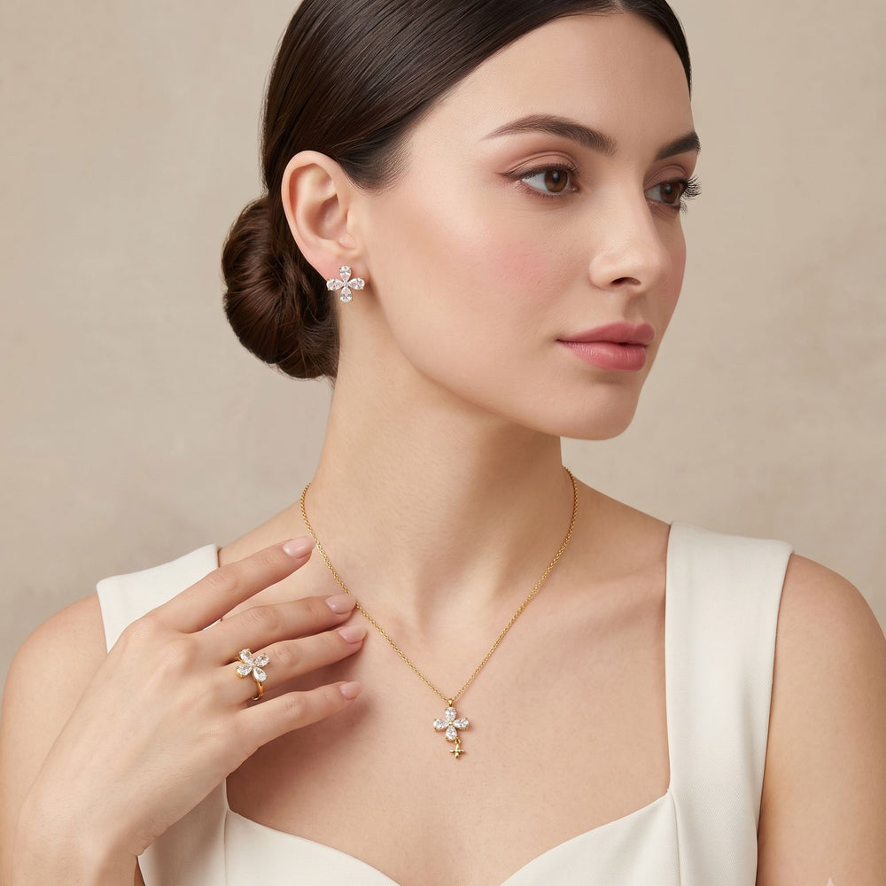 Sweet Clover Pendant Set with Ring