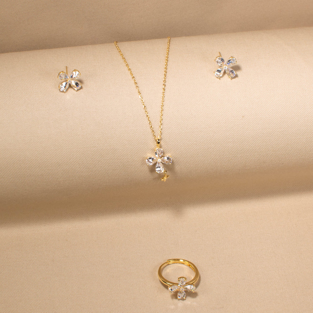 Sweet Clover Pendant Set with Ring