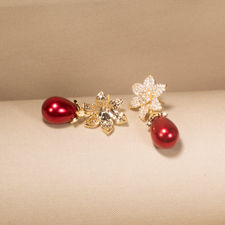 Sweet Pea Sparkle Earrings - Red