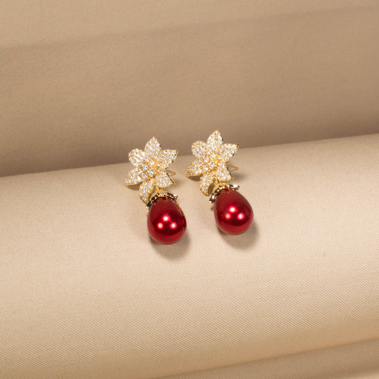 Sweet Pea Sparkle Earrings - Red