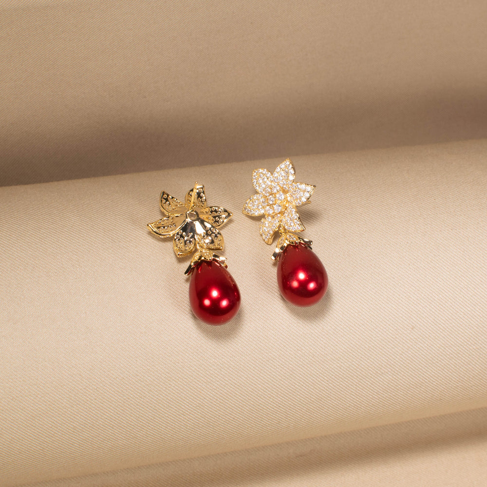 Sweet Pea Sparkle Earrings - Red