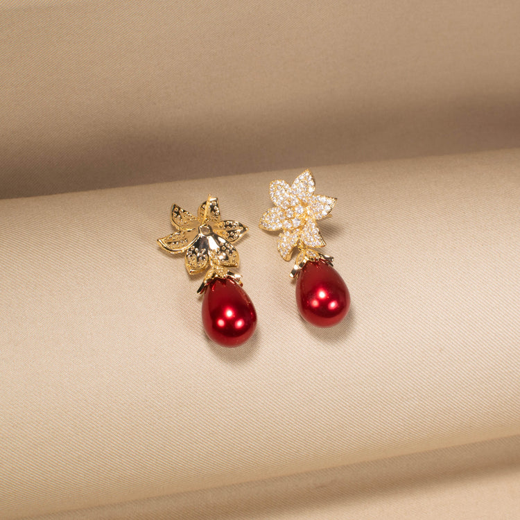 Sweet Pea Sparkle Earrings - Red
