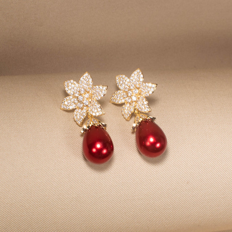 Sweet Pea Sparkle Earrings - Red