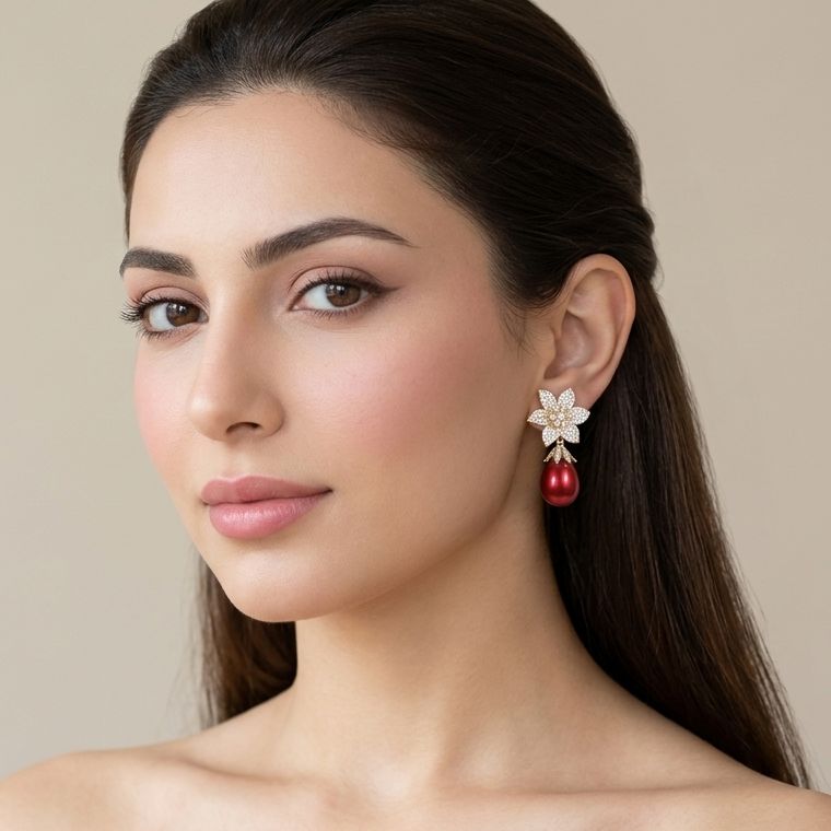 Sweet Pea Sparkle Earrings - Red