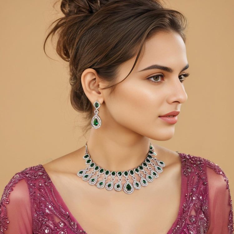 Taarika Necklace Set -  Emerald Green