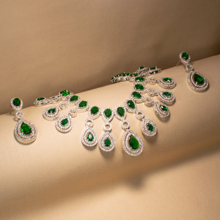 Taarika Necklace Set -  Emerald Green