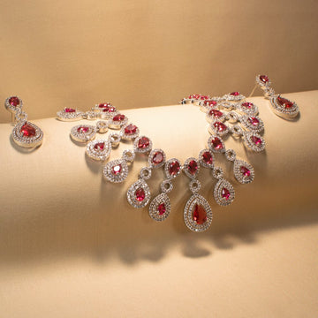Taarika Necklace Set -  Ruby Red