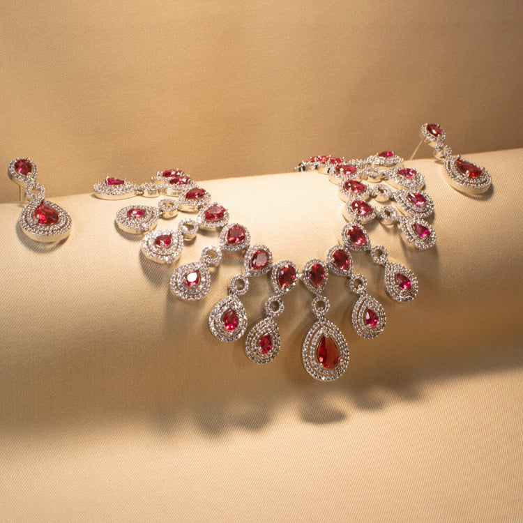 Taarika Necklace Set -  Ruby Red