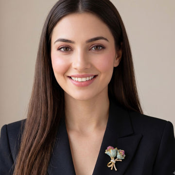 Teal Tulip Posy Brooch