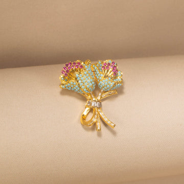 Teal Tulip Posy Brooch