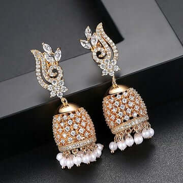 Women's stylish party and wedding wear earrings jhumka with beautiful kundan