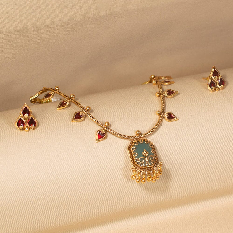 Temple Bloom Necklace Set - Sparsh Collection
