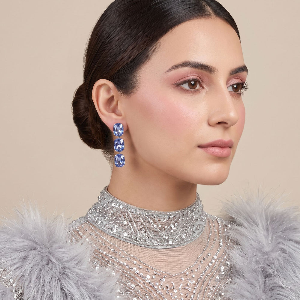 The Azure Cascade Statement Earrings
