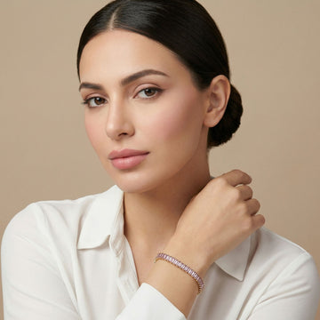 The Baguette Beam Bracelet - Pink