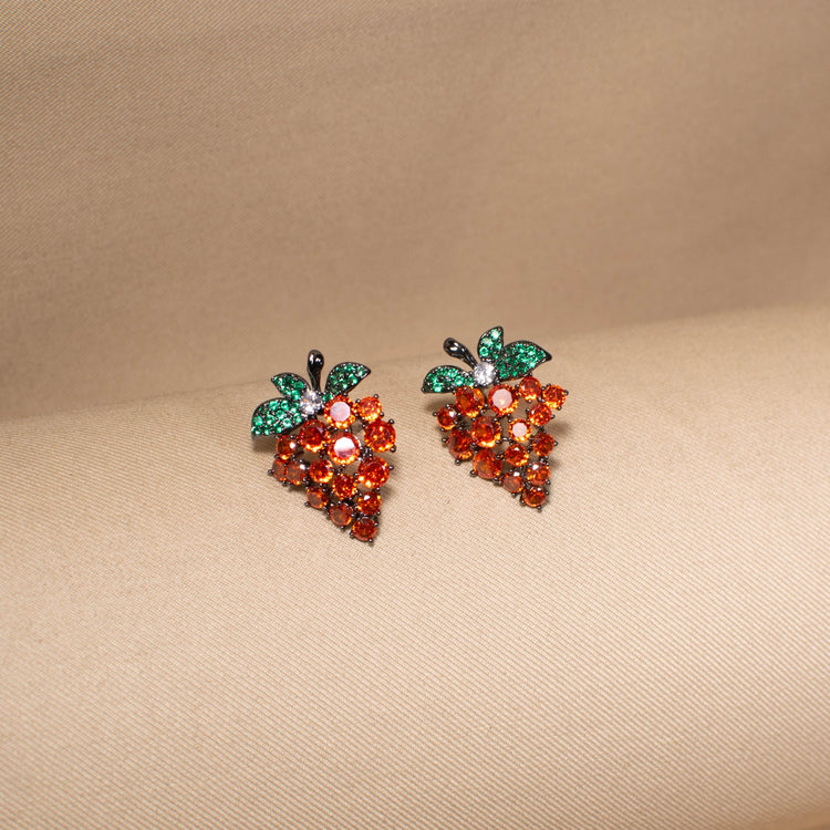 The Berry Crush Earrings - Reddish Orange