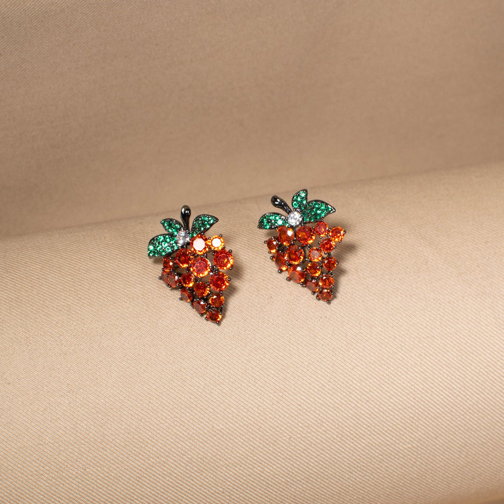 The Berry Crush Earrings - Reddish Orange