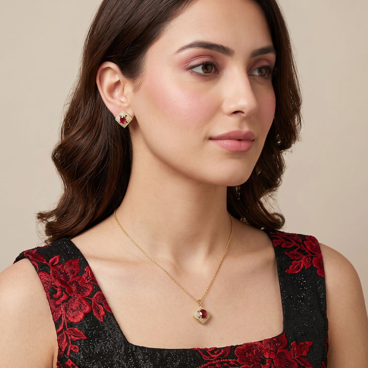 The Crimson Royale Pendant Set