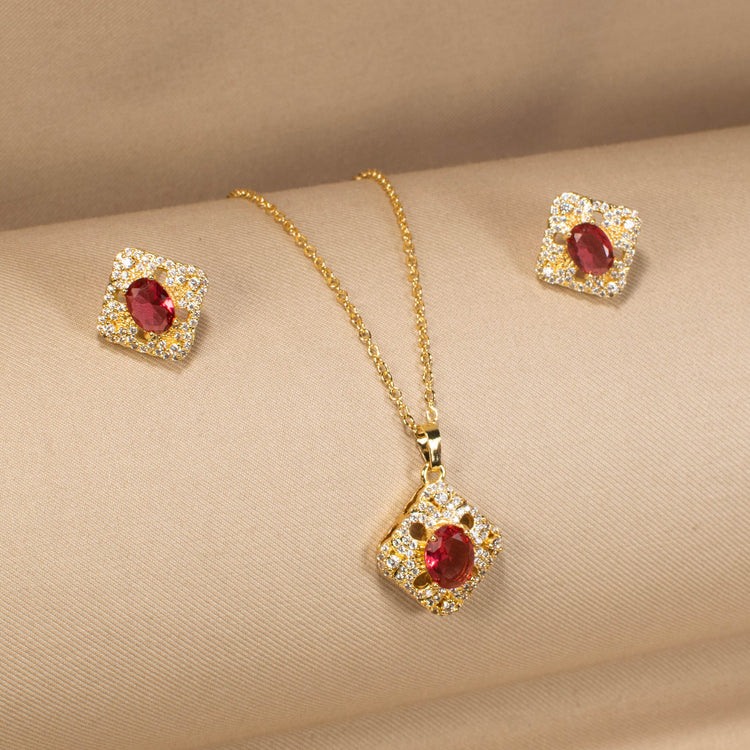 The Crimson Royale Pendant Set