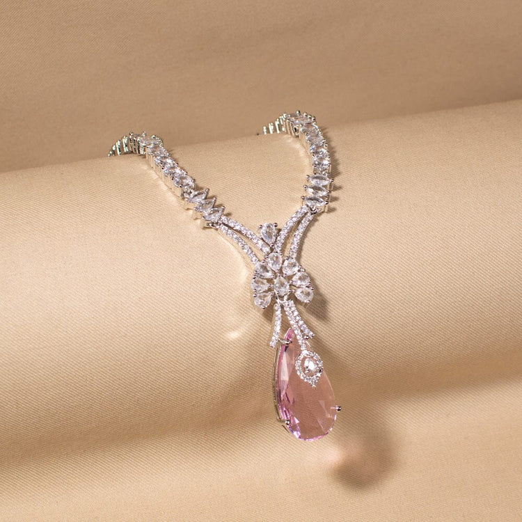 The Empress Drop Necklace Set - Pink