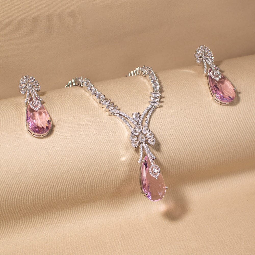 The Empress Drop Necklace Set - Pink
