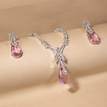 The Empress Drop Necklace Set - Pink