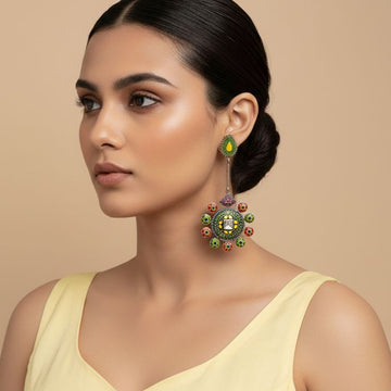 The Ethnic Harmony Earrings - Red