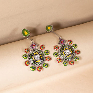 The Ethnic Harmony Earrings - Red