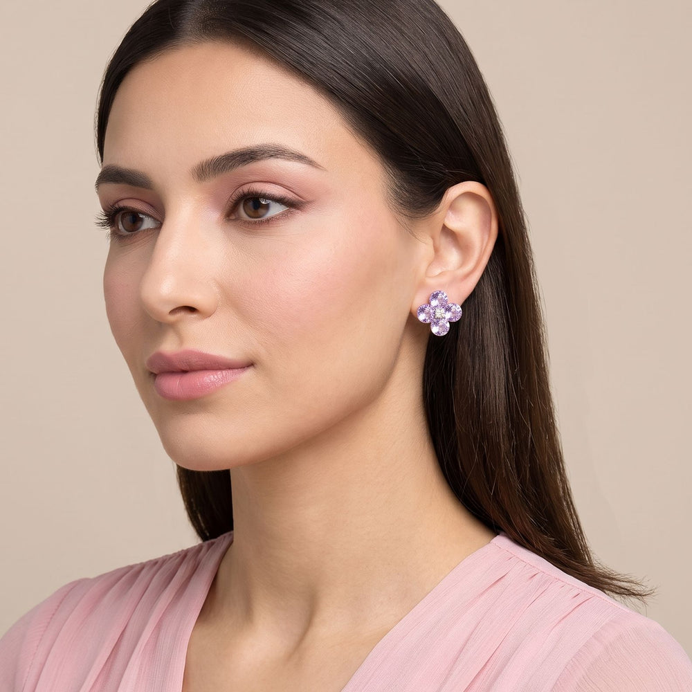 The Frosty Clover Studs -  Purple
