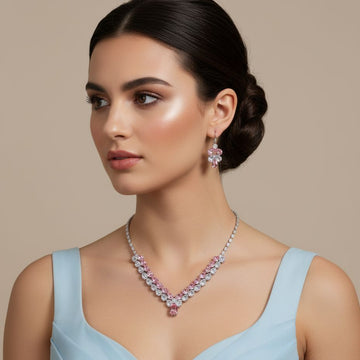 The Gala Glow Necklace Set-Pastel-Glitterati Collection